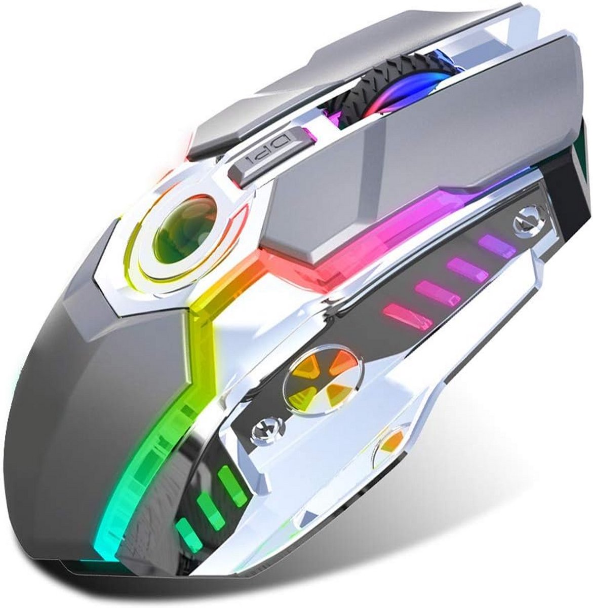 Draadloze Mechanische Gaming Muis met RGB Verlichting en Oplaadbare Batterij - 2400 DPI