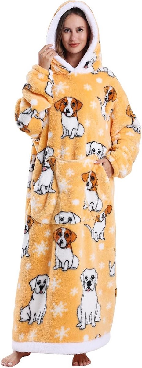 Draagbare deken hoodie voor dames - extra lang en oversized - warm en comfortabel - perfecte Moederdag cadeau