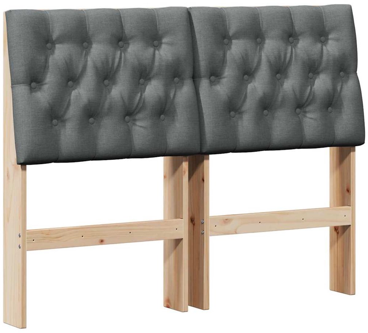 vidaXL Gestoffeerd - hoofdbord - Donkergrijs - 120 - cm - Massief - grenenhout