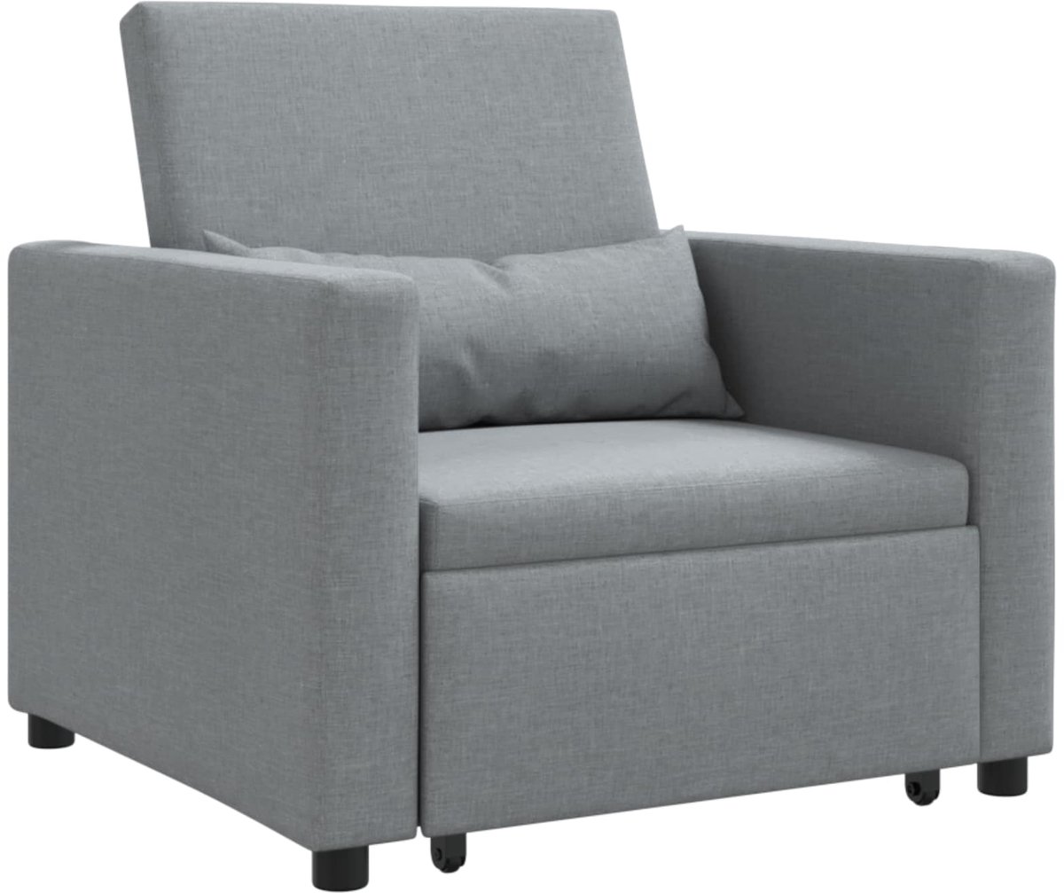 vidaXL Uittrekbare - slaapbank - eenpersoons - Lichtgrijs - 90 - x - 165 - x - 87 - cm