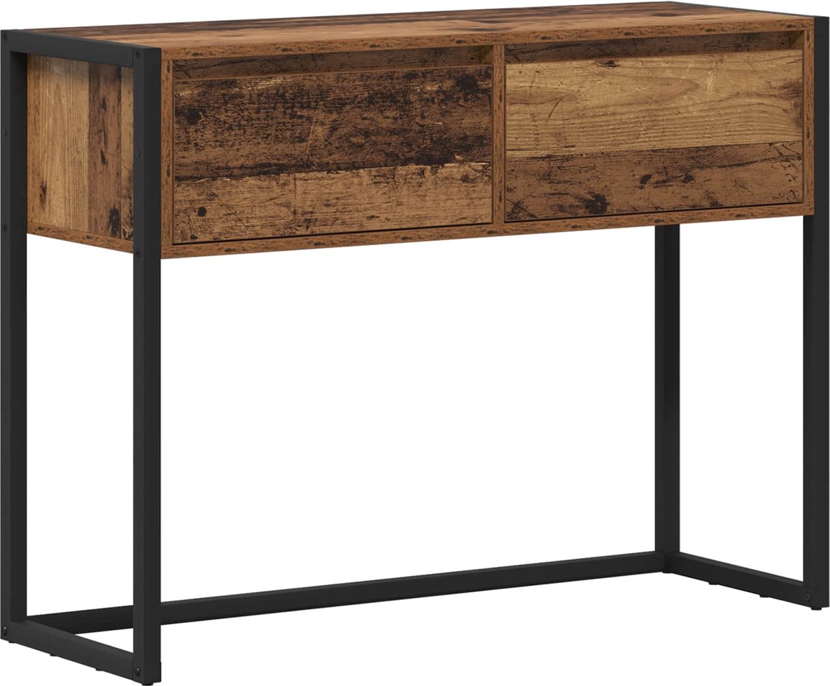 vidaXL Bijzettafel - Oud - Hout - 100 - x - 36 - x - 75 - cm - Bewerkt - hout Oud hout