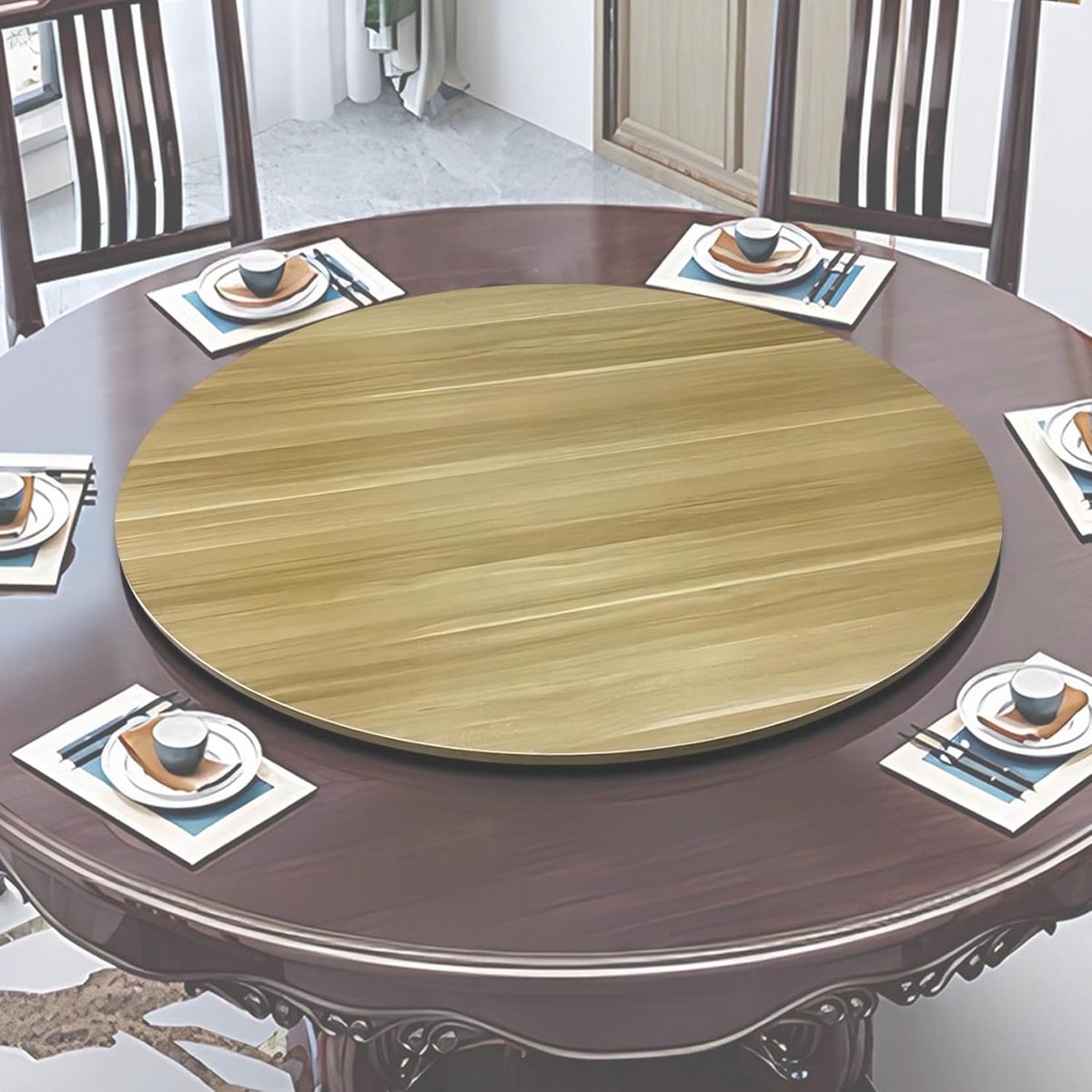 Rond Houten Draaiplateau voor Eettafel - 360° Draaibaar Lazy Susan met Stille Lagers