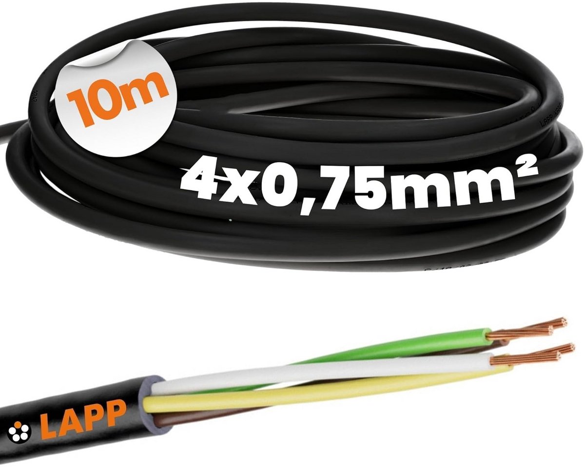 Flexibele PVC Stuurkabel 4 Aders 0.75 mm Meters Zwart