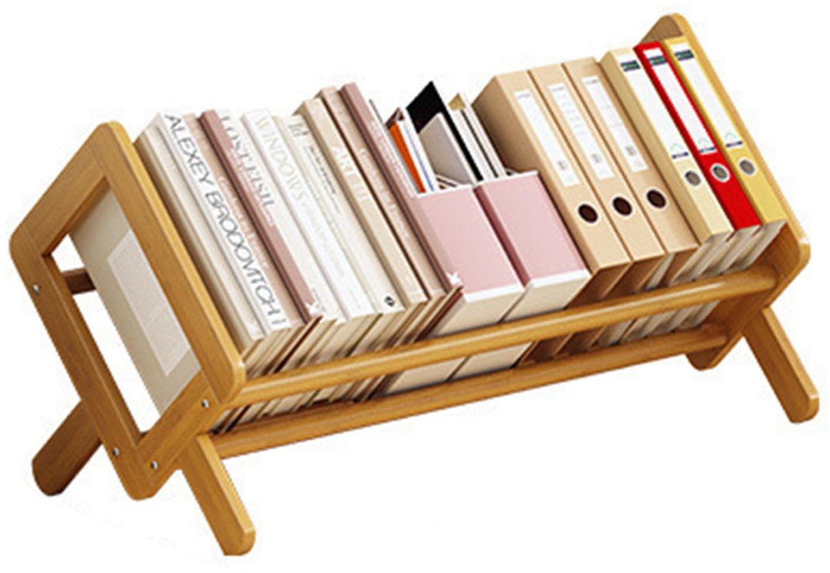 Unyqoos Houten boekenkast met kantelbaar ontwerp voor bureau en kantoor Bruin