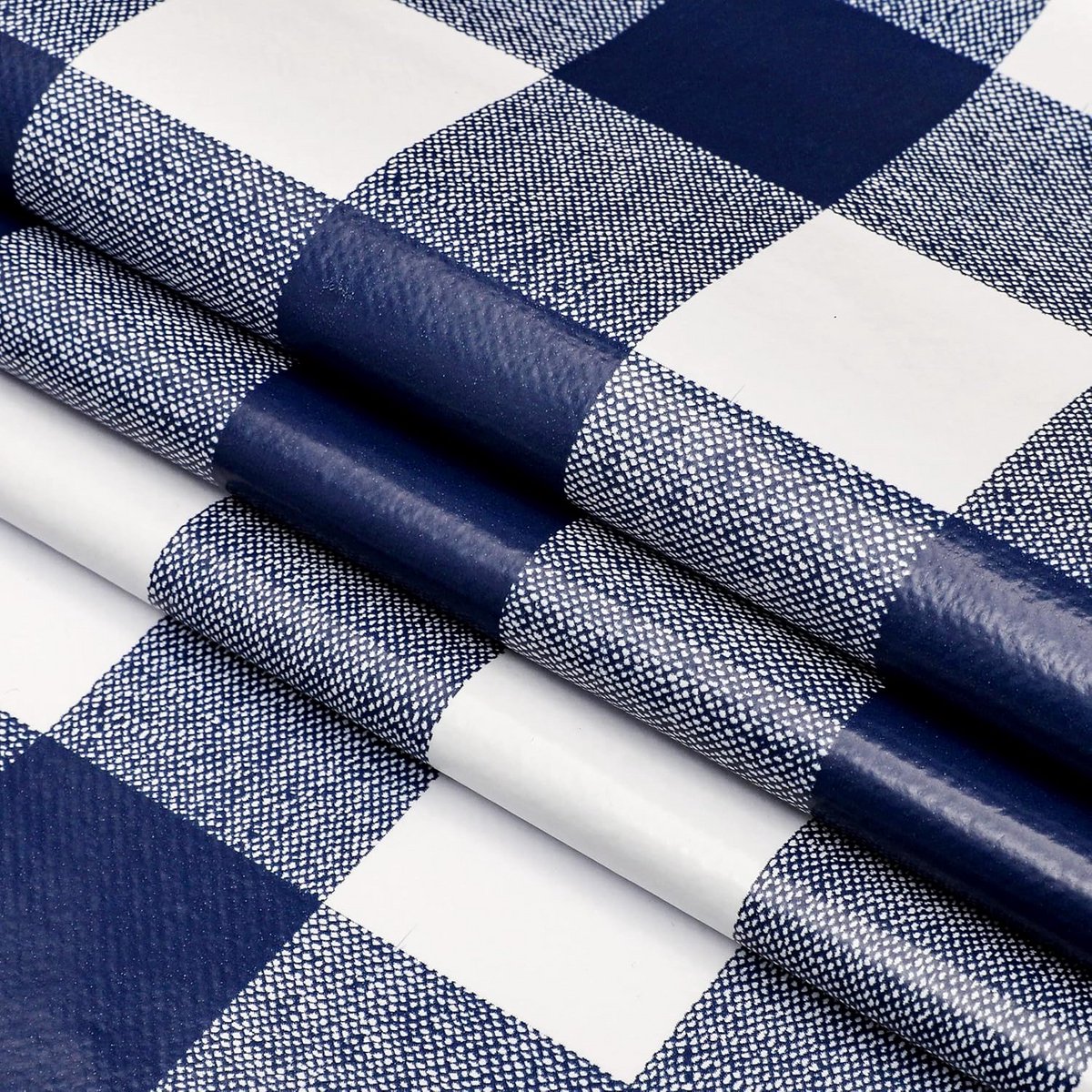 Rond Tafelzeil PVC Blauw Geruit Tafelkleed 160 cm - Gemakkelijk Schoon te Veven