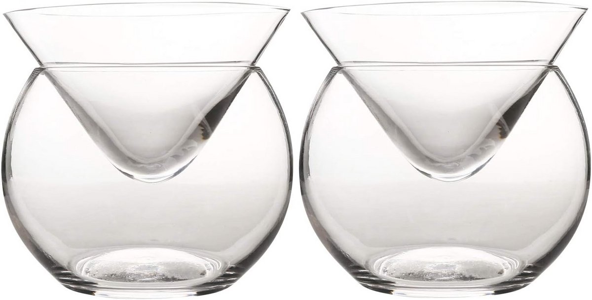 Set van 2 Caviar Server - Glas Cocktail & Wijn Koeler voor Feestjes