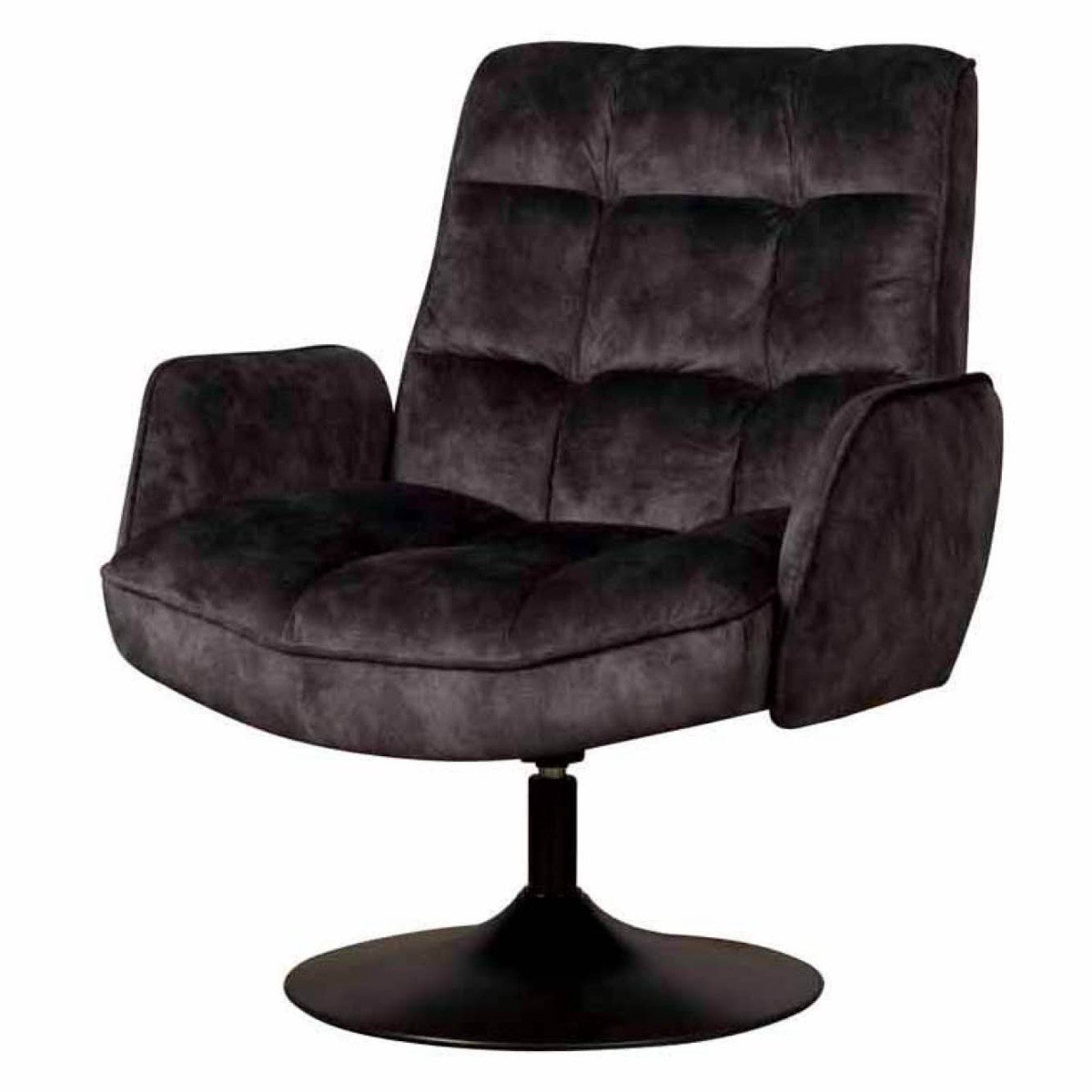 Tower Living Draaifauteuil Tropea - Donkergrijs Stof - Met Armleuning - 87x83x95cm