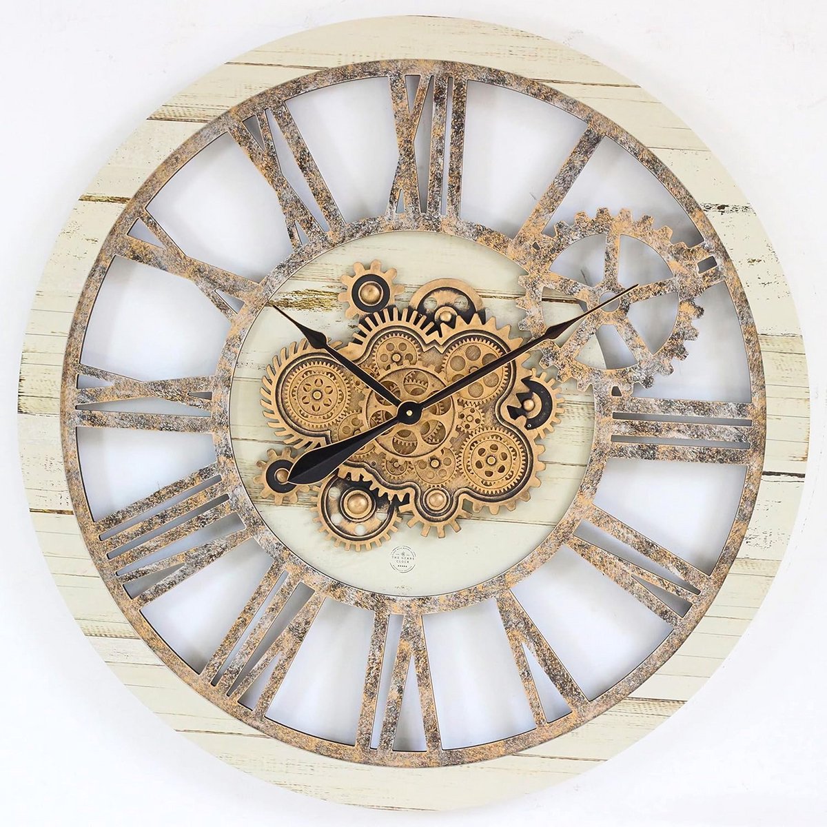 Grote Wandklok met Werkende Tandwielen - Industrieel, Rustiek en Vintage Design