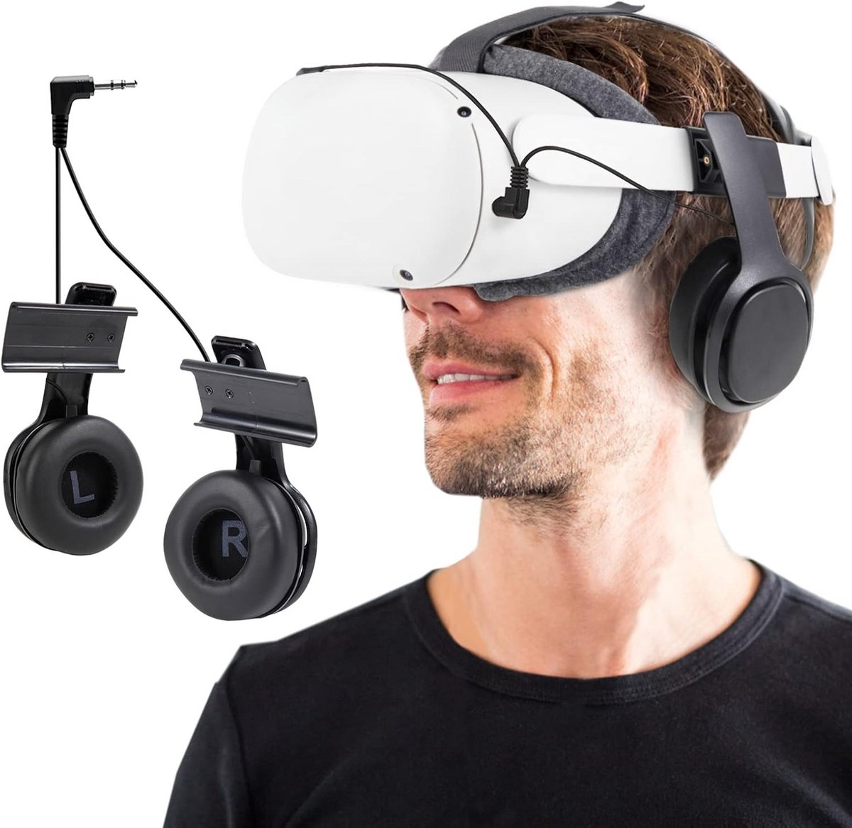 Stereo VR Headset Oordopjes voor Meta Quest 2 - On-Ear Bass, 3D 360 Graden Audio