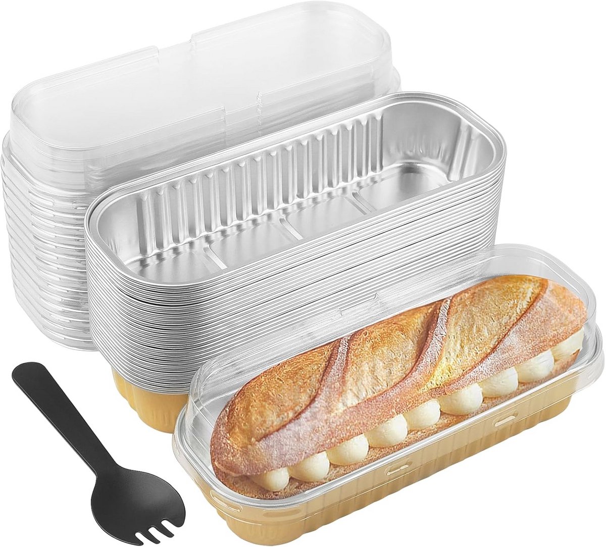 60x Mini Bakvormen met Deksel - Aluminium Folie Brood- en Cakevormpjes 200ml