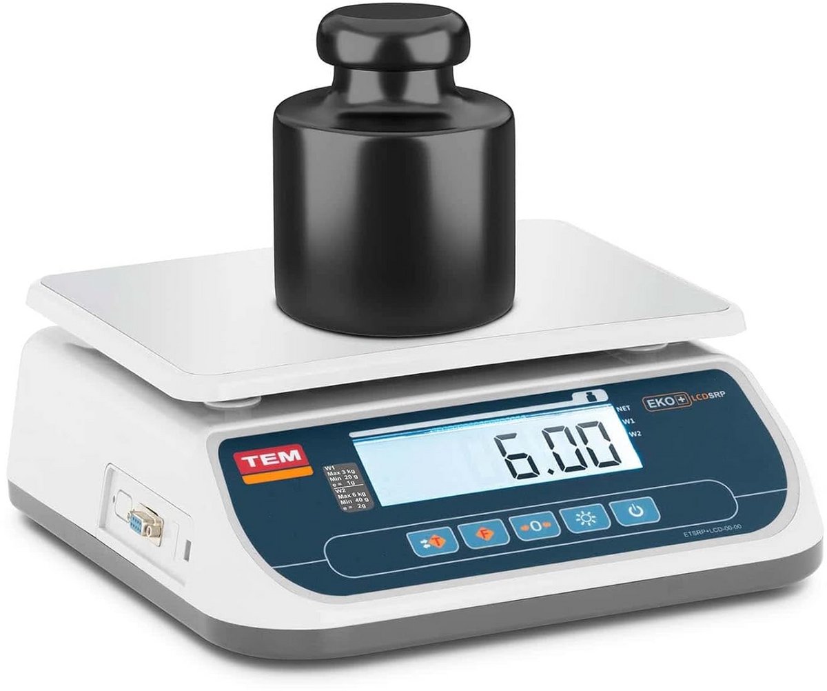 Geijkte Tafelweegschaal 6 kg/2 g met RS232 Aansluiting en LCD Display