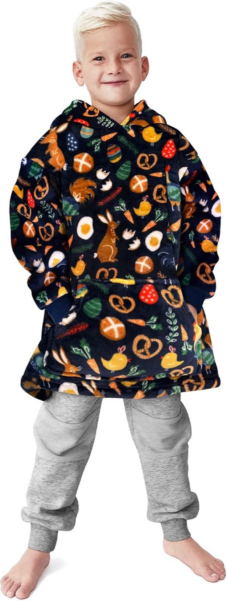Extra Grote Hoodie Deken voor Kinderen - Warme Sherpa Fleece Sweater met Zak