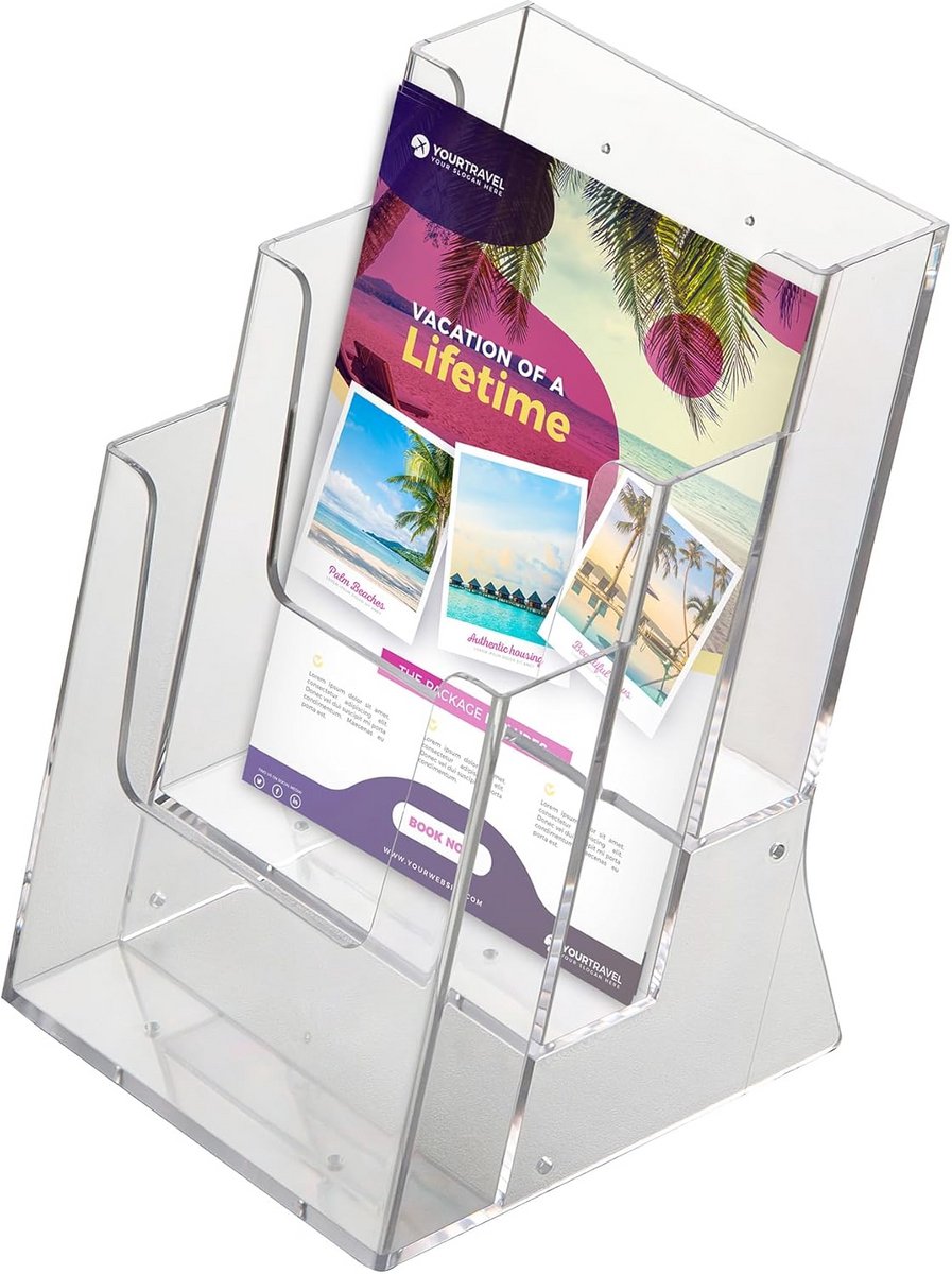 Set van 10 Tafel Brochurehouders voor A4 Flyers, Kristalhelder Acryl Standaard