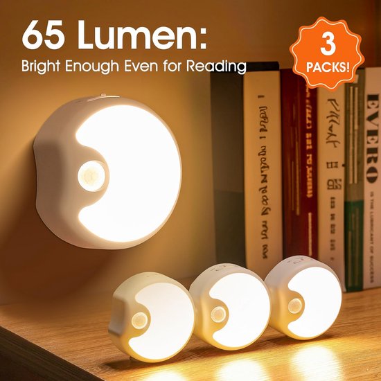 Oplaadbaar Baby Nachtlampje met Bewegingssensor, 3 Stuks, USB LED Verlichting — afbeelding 5