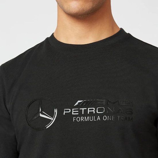 T-shirt Mercedes Heren F1 Fw Stealth Groot Logo T-shirt Zwart Zwart - XS van Merkloos — afbeelding 2