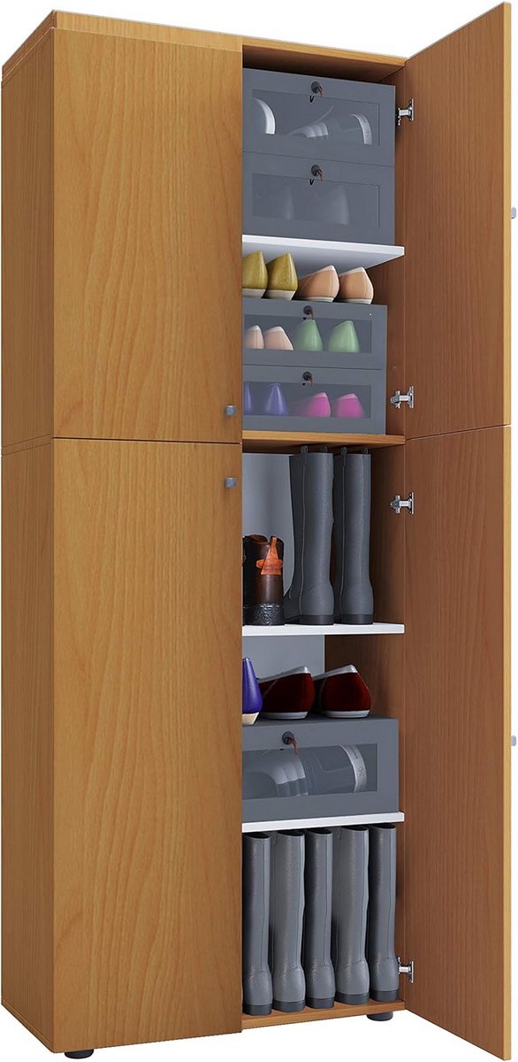 XXL Houten Schoenenkast met 5 Vakken - Hoog Model Schoenendressoir voor Laarzen en Meer