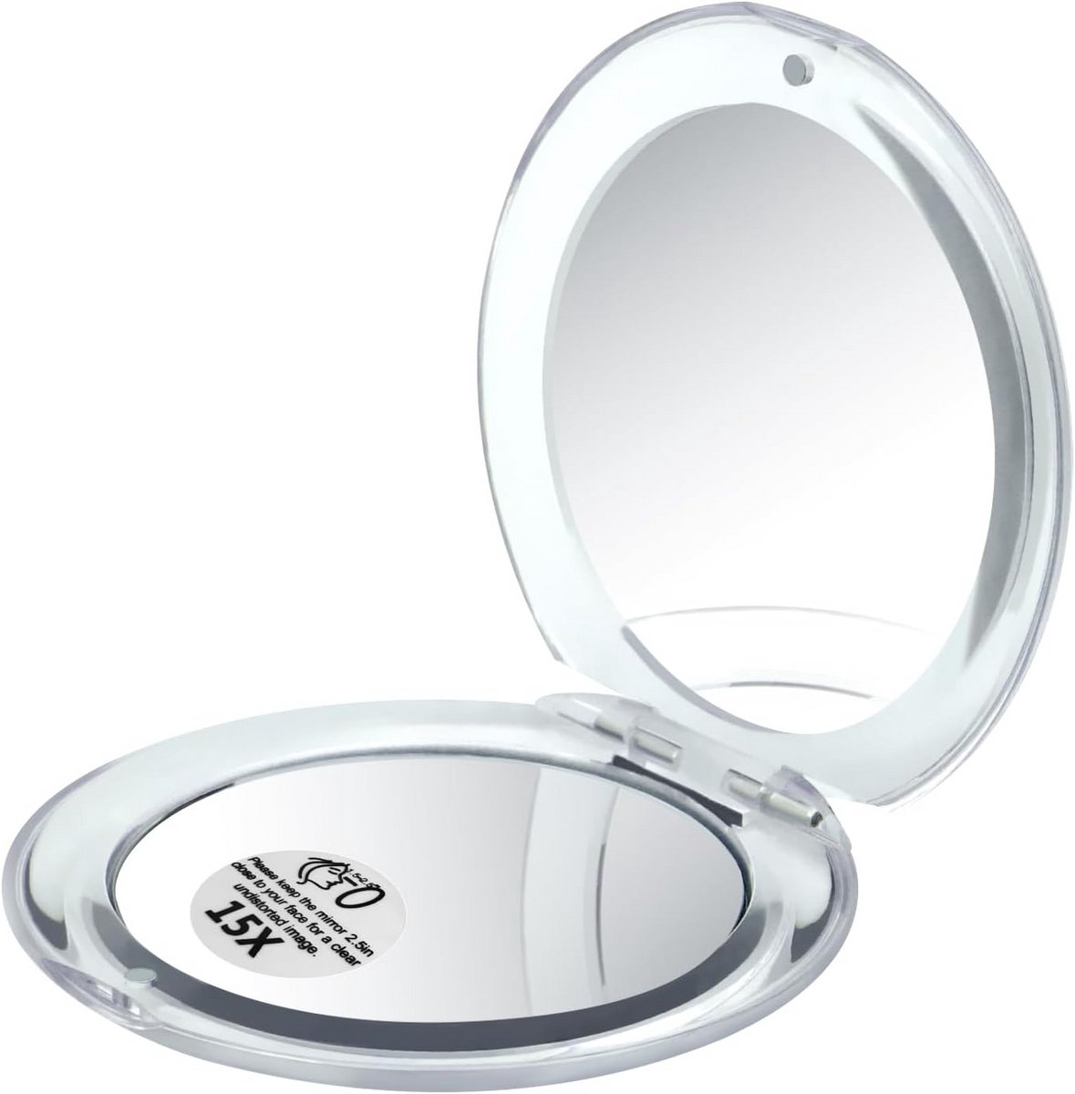 Compacte Reisvergrootglas Tasspiegel Dubbelzijdig 1x en 15x Vergroting