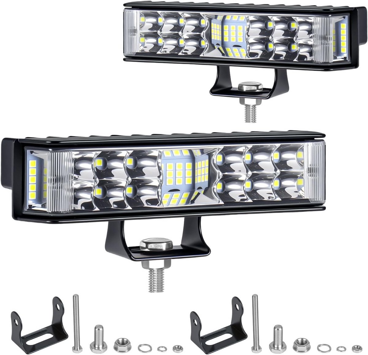 Set van 2 krachtige 102W LED werklampen met zijverlichting voor voertuigen