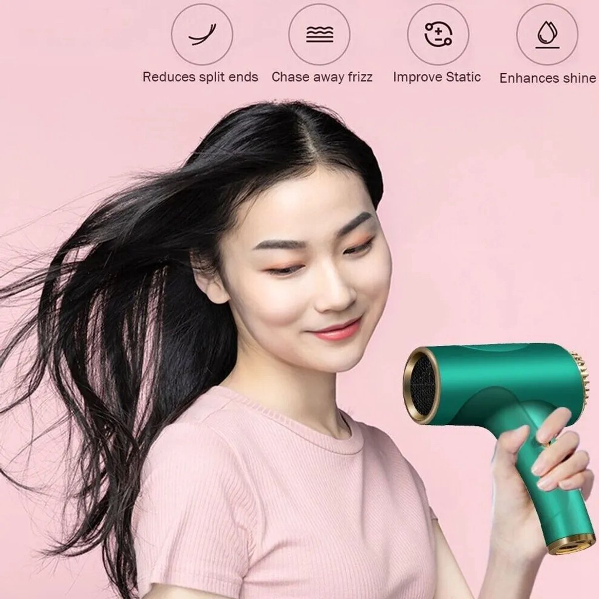 Draadloze haardroger, oplaadbare haardroger, compacte en - afbeelding 2