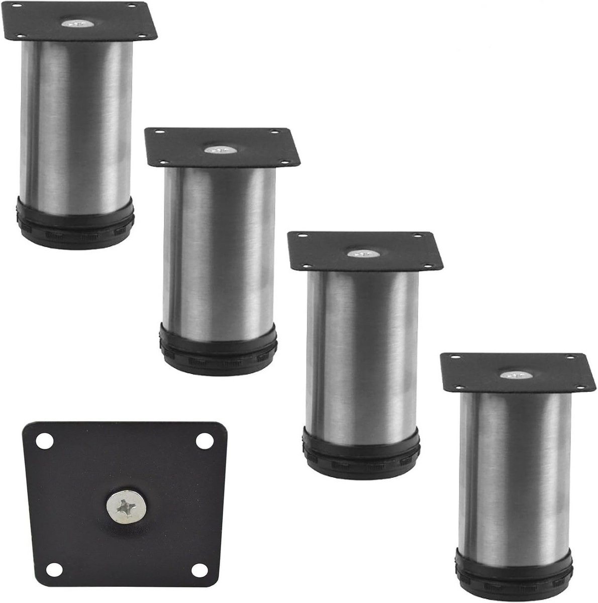 4 Stuks Verstelbare Metalen Meubelpoten voor Bank, Kast en Tafel