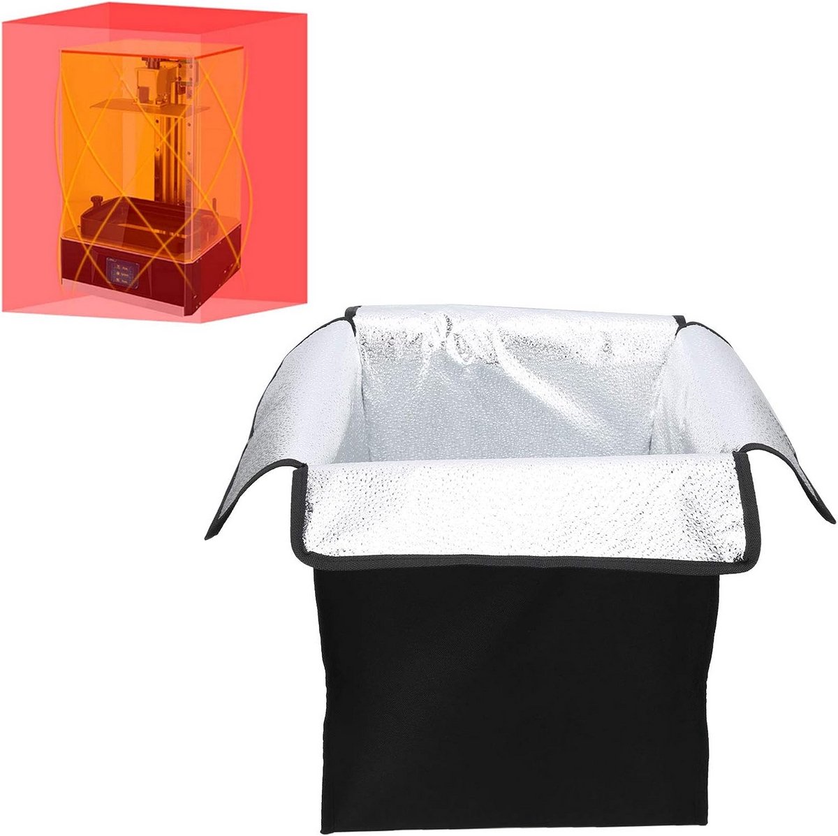 Vlamvertragende Stofkap voor 3D Printer met Aluminiumfolie - Beschermhoes voor Constante Temperatuur