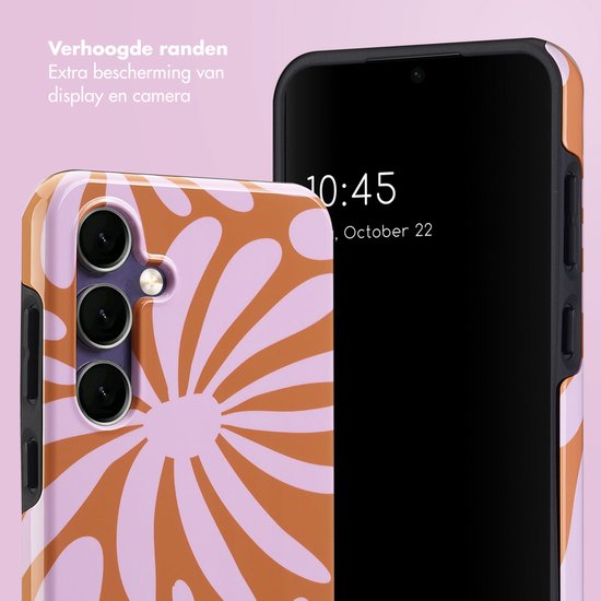 Selencia Coque adaptée pour Samsung Galaxy S24 FE – Selencia Vivid Backcover – Modern Bloom Pink