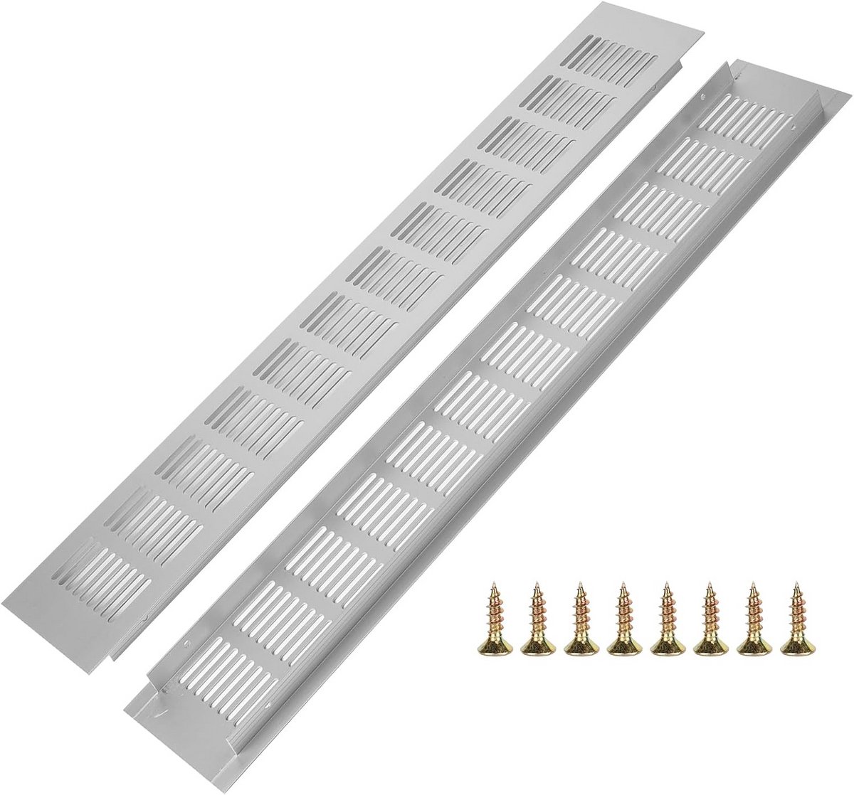 2 Stuks Rechthoekige Aluminium Ventilatie Roosters - Ontluchting voor Kast, Badkamer en Keuken (80x500 mm)