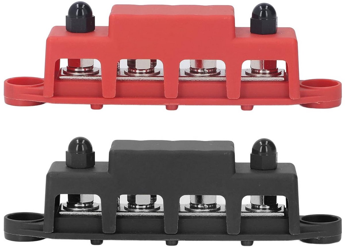 Power Distribution Block 2-stuks M8 250A 48V DC 4 Terminal Studs Busbar voor RV en Boot