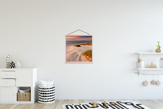 Porte-affiche avec affiche - Affiche scolaire - Plage - Soleil - Dune - 40x40 cm - lattes vierges