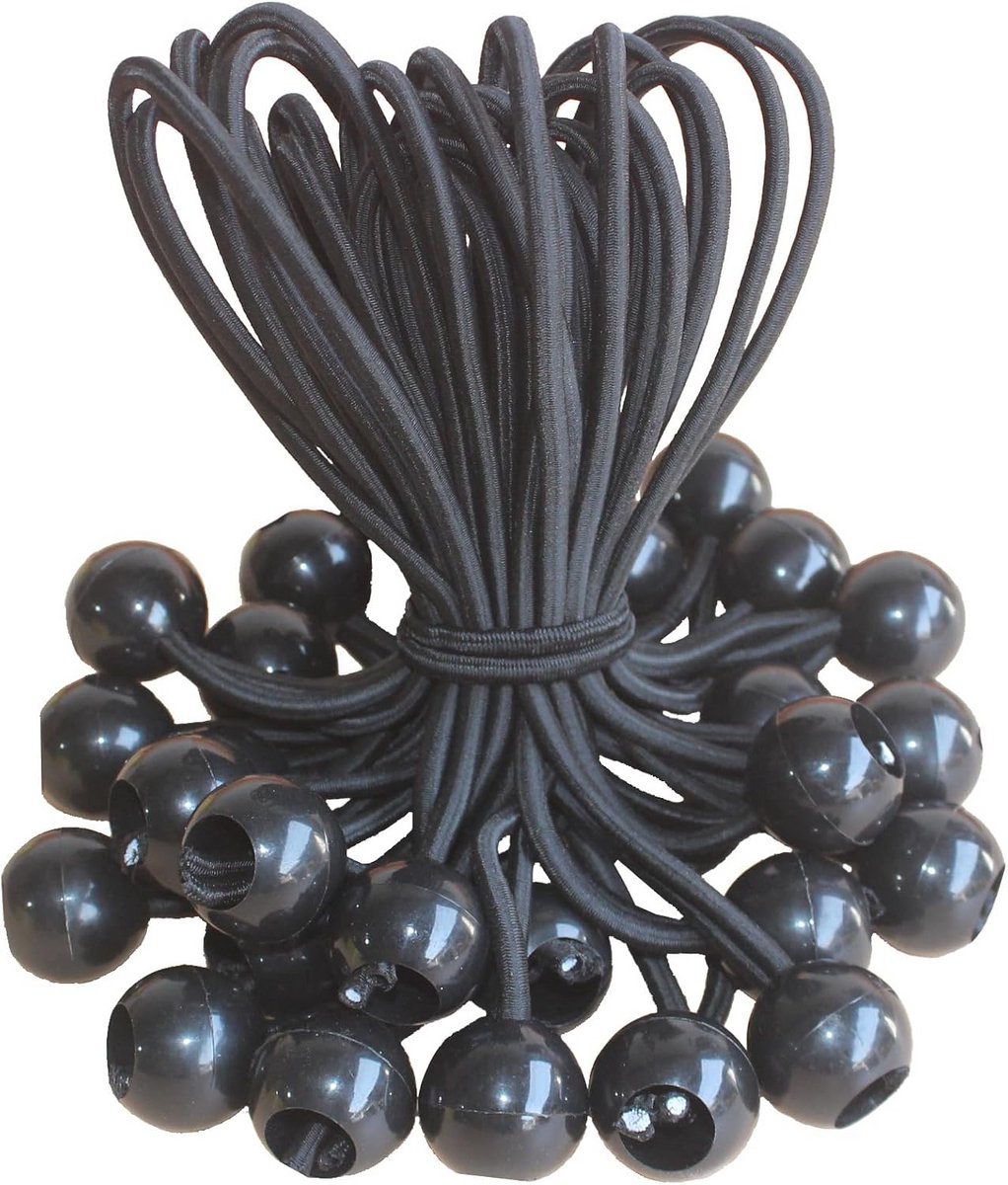 50x Zware Kogelbungeekoorden - 15,5 cm Elastische Touwen voor Zeil, Tent, Camping en Afdekhoes Bevestiging