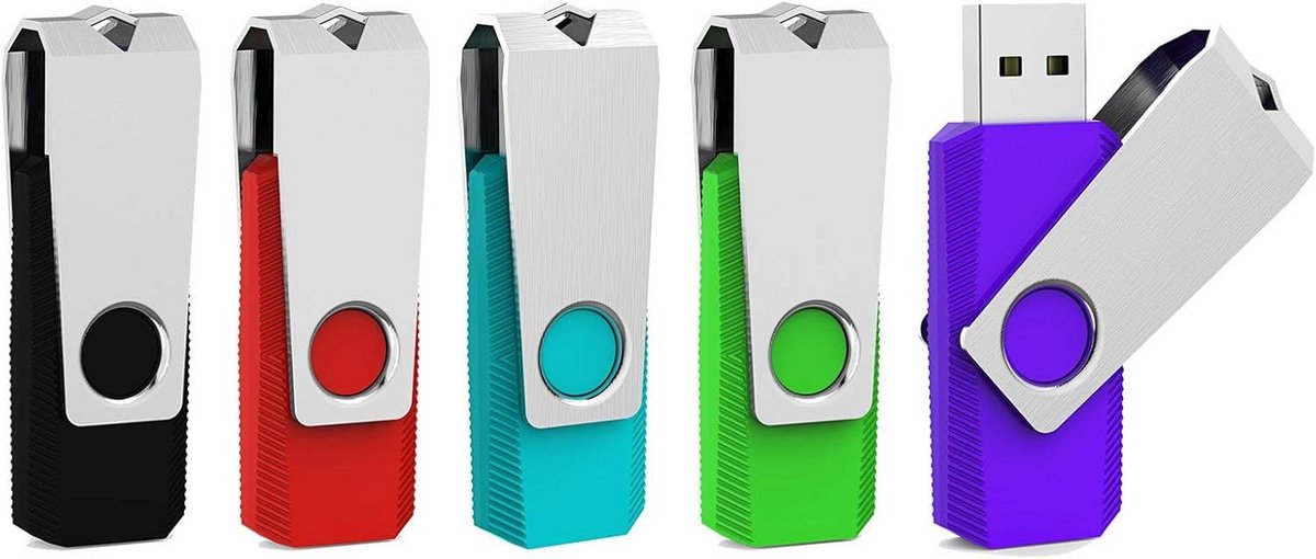 Set van 5 USB Sticks 64 GB - Gemengde Kleuren USB 2.0 Geheugenstick Multipack