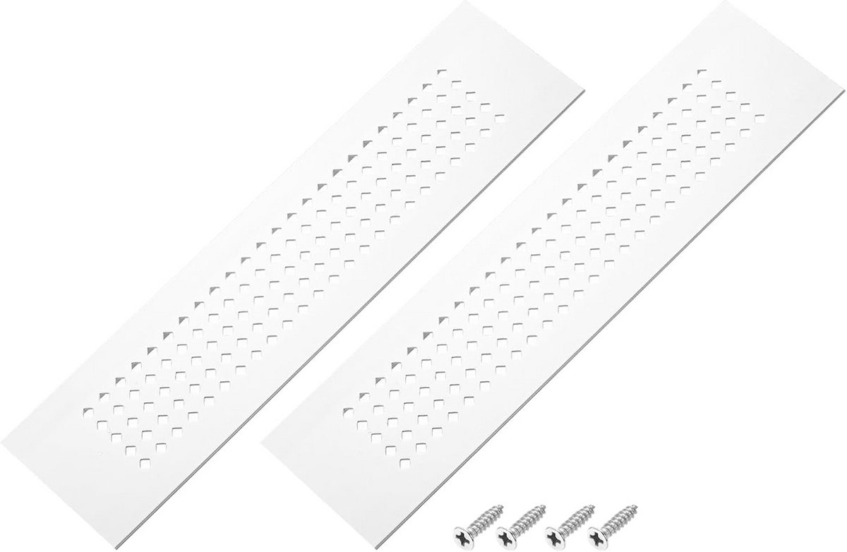 2 Stuks Aluminium Ventilatie Rooster 20x5 cm voor Kastdeur - Zilver