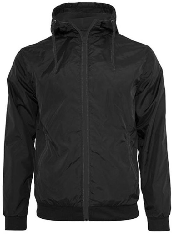 Build your Brand Windrunner Jacket BY016 - Black/Black - L