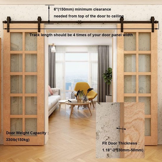 Schuifdeursysteem loopt rail schuifdeur fitting voor dubbele houten