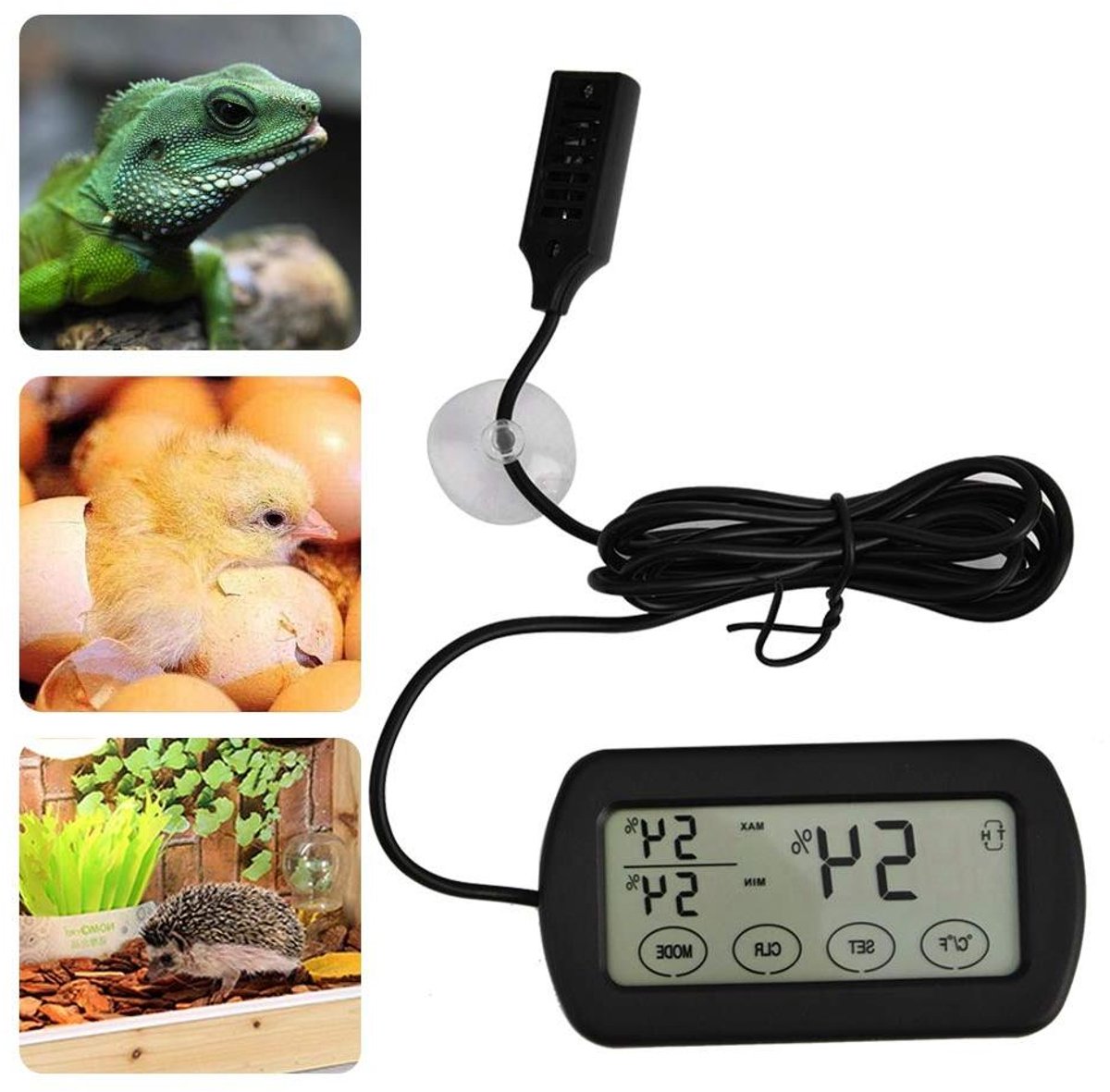 VVGoods - Digitale thermometer en hygrometer voor incubator reptielen - binnen/buiten temperatuurweergave en vochtigheid
