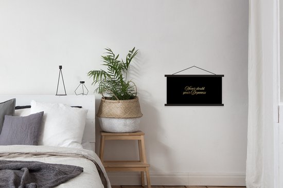 Posterhanger incl. Poster 60x30 cm - Schoolplaat - Quote - Zelfvertrouwen - Goud - Zwart - Textielposter - Zwarte latten