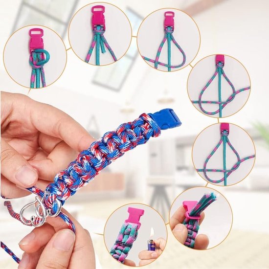 Ganzoo Rainbow Cord Paracord 125 type I nylon touw multicolor, 50 m rol vlechtkoord voor armband, hondenriem en halsband, gelijkmatige vlecht, rond koord, glad, vormvast en knoopvast