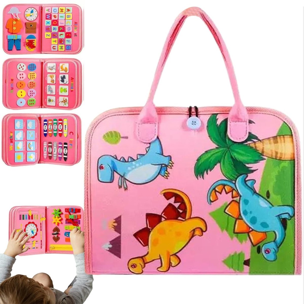 Baby- en peuterspeelbord, vilten boek, sensorisch speelgoed voor kinderen vanaf 1 jaar. Sensorisch Montessori-speelgoed voor kinderen van 1, 2, 3, 4 en 5 jaar, educatief - verjaardagscadeau, speelgoed voor onderweg in het vliegtuig.