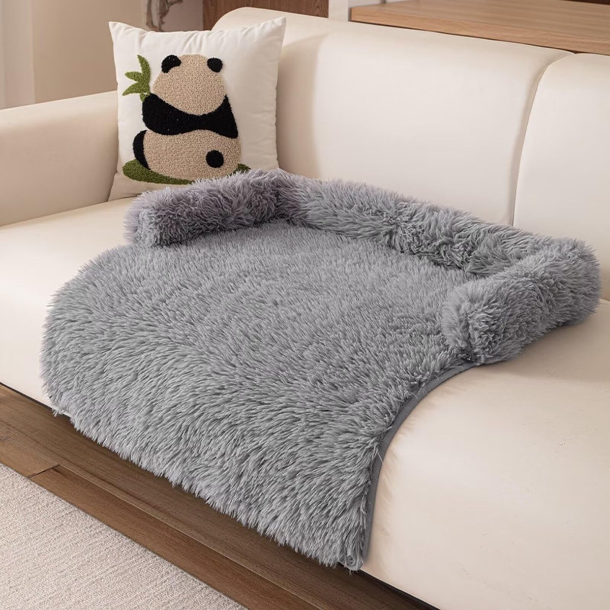 Pluche Hondenmand, Kattenmand, Hondenbank Met Opstaande Rand, Wasbare Dierenmand, Antislip Hondenmand, Kattenbank/Kattennest Voor Kleine Honden, 75x75cm, Grijs