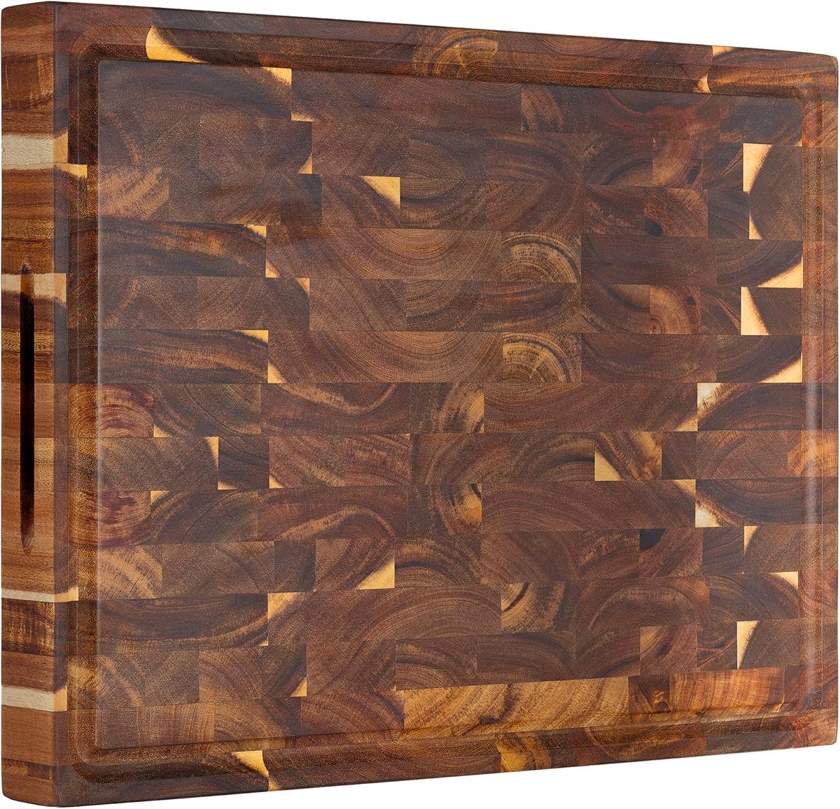 Grote Acacia Houten Blok Snijplank met Saapgroef en Handvatten
