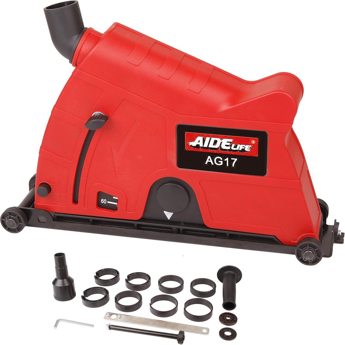 Afzuigkap Haakse Slijper - Stofafzuiging Slijper - Stofvrij Werken - Tool-Free Installatie - 180/230mm - Rood