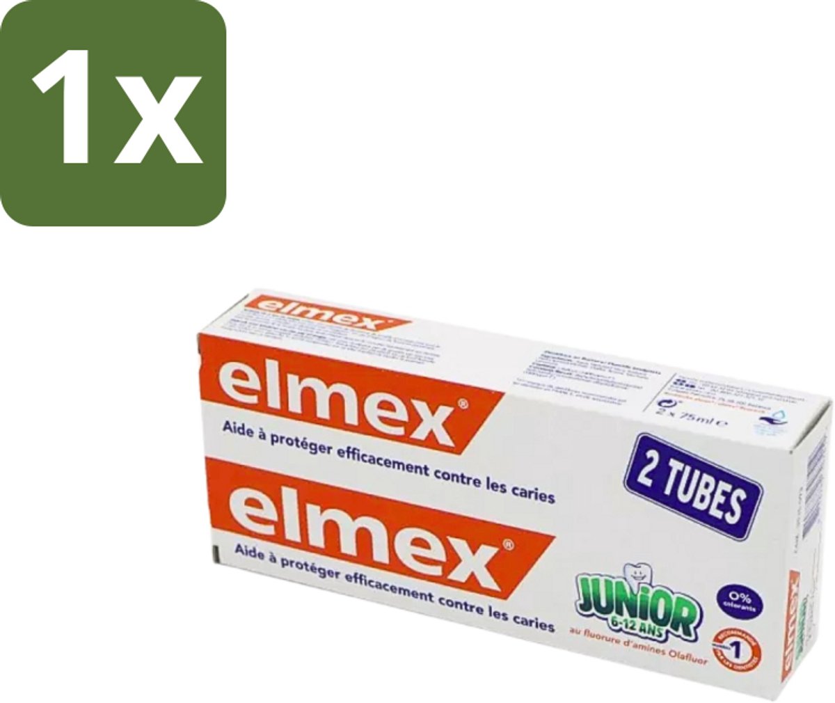 Elmex Junior Tandpasta - Bescherming & Versterking voor Blijvende Tanden - Set van 2 x 75ml - 1 stuk