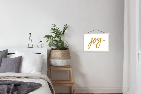 Porte-affiche avec affiche - Affiche scolaire - Citations - Joy - Or - Proverbes - Noël - 60x40 cm - lattes vierges