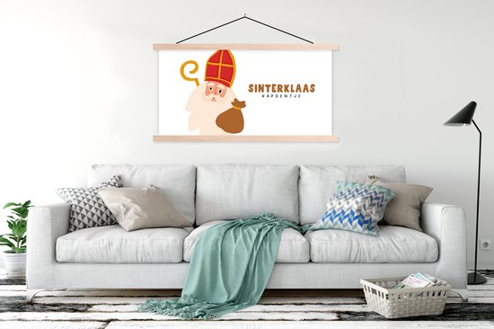 Support pour affiches avec affiche 120 x 60 cm - Affiche scolaire - Saint Nicolas - Citations - Saint - Petit coquin de Saint Nicolas - Enfants - Garçons - Filles - Kids - Affiche textile - Lattes vierges