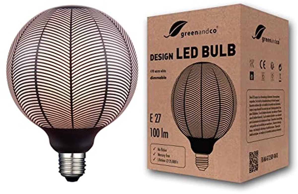 Dimbare LED Vintage Lamp E27 G125 4W 1800K - Flikkervrij en Energiezuinig