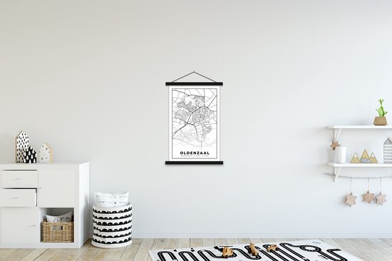 Affiche scolaire - Carte - Oldenzaal - Zwart - Wit - 60x90 cm - Lattes noires