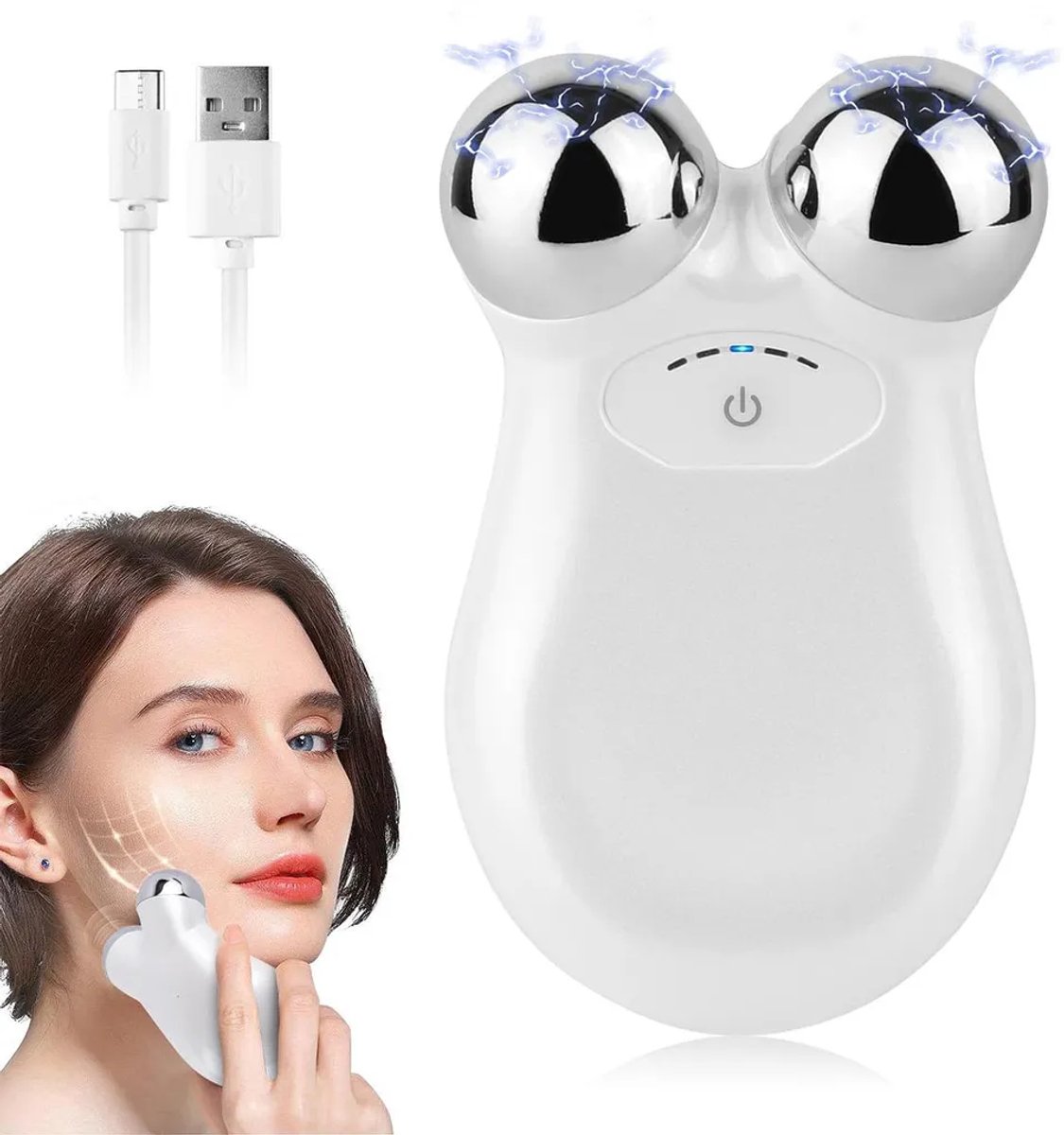 Microstroom gezichtsbehandelingsapparaat, 5-in-1 multifunctionele gezichtsmassager, 350 mA, gebruikt voor anti-aging, lifting en versteviging van een slappe huid.