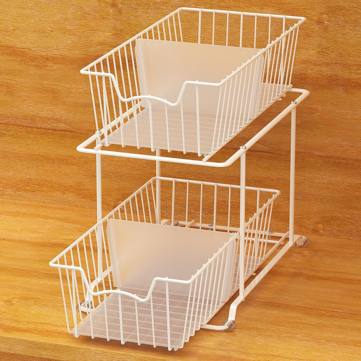 2-Laags Draadmanden Lade Organizer voor Kast en Keuken - Wit