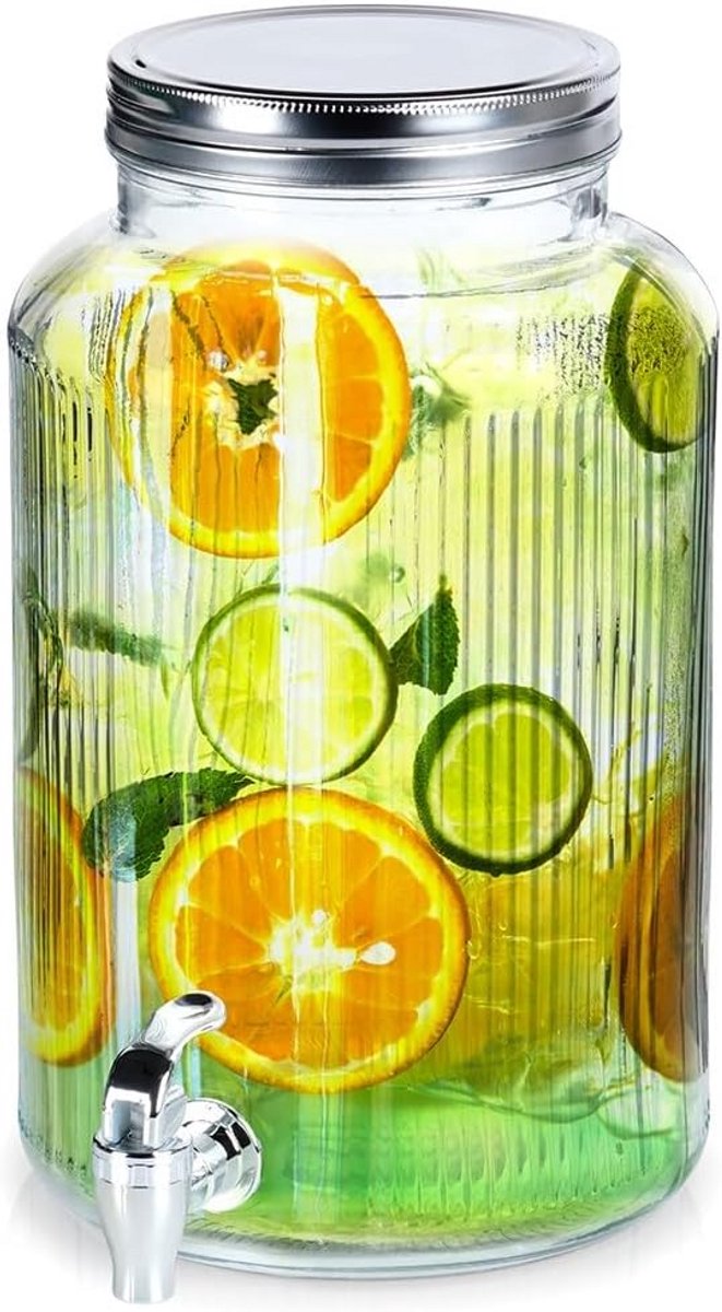 Grote Glazen Drankdispenser met Kraan voor Feestjes en Tuin - 5,6 Liter