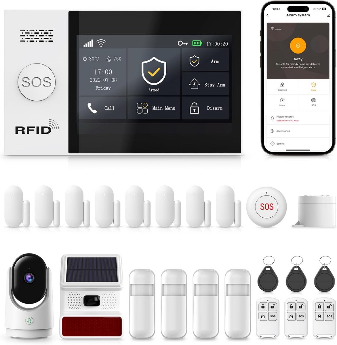 Draadloos 4G Alarmsysteem Huis met Touchscreen, Wifi en 1080p Bewakingscamera
